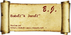 Babák Jenő névjegykártya