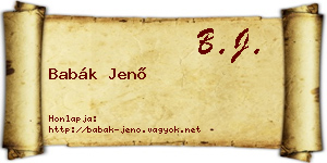 Babák Jenő névjegykártya